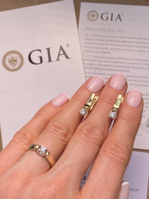 Серьги из комбинированного золота с бриллиантами (053967)