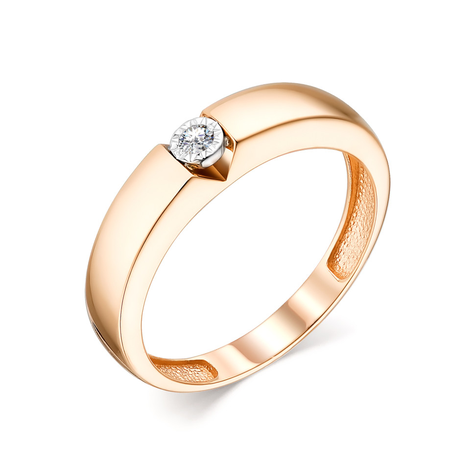 Помолвочное кольцо из красного золота с бриллиантом (044312)