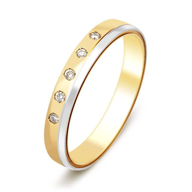 Обручальное кольцо из комбинированного золота с бриллиантами TIAMO (000041)