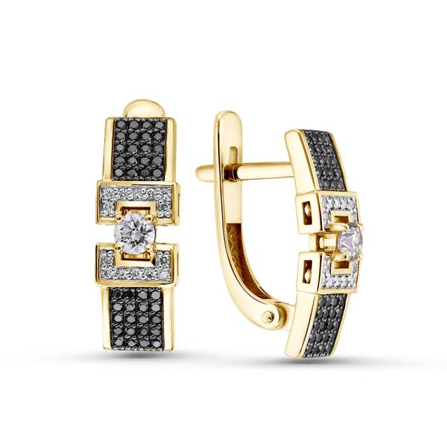 Серьги из жёлого золота с бриллиантами (058760)