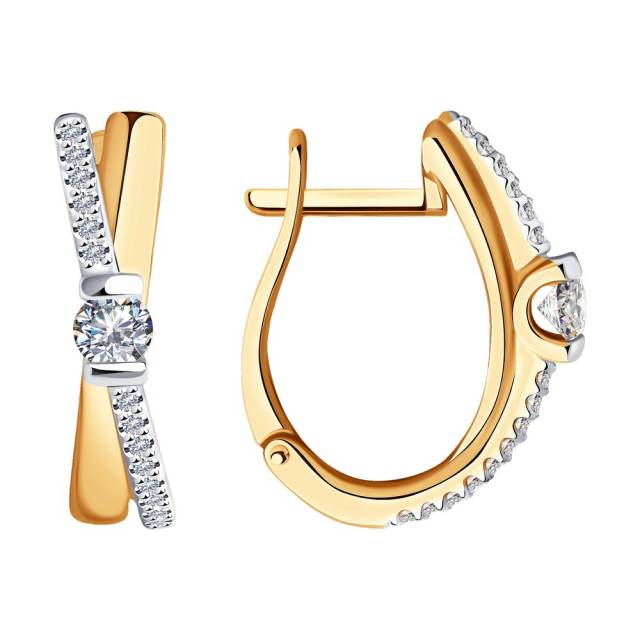 Серьги из красного золота с бриллиантами (045240)