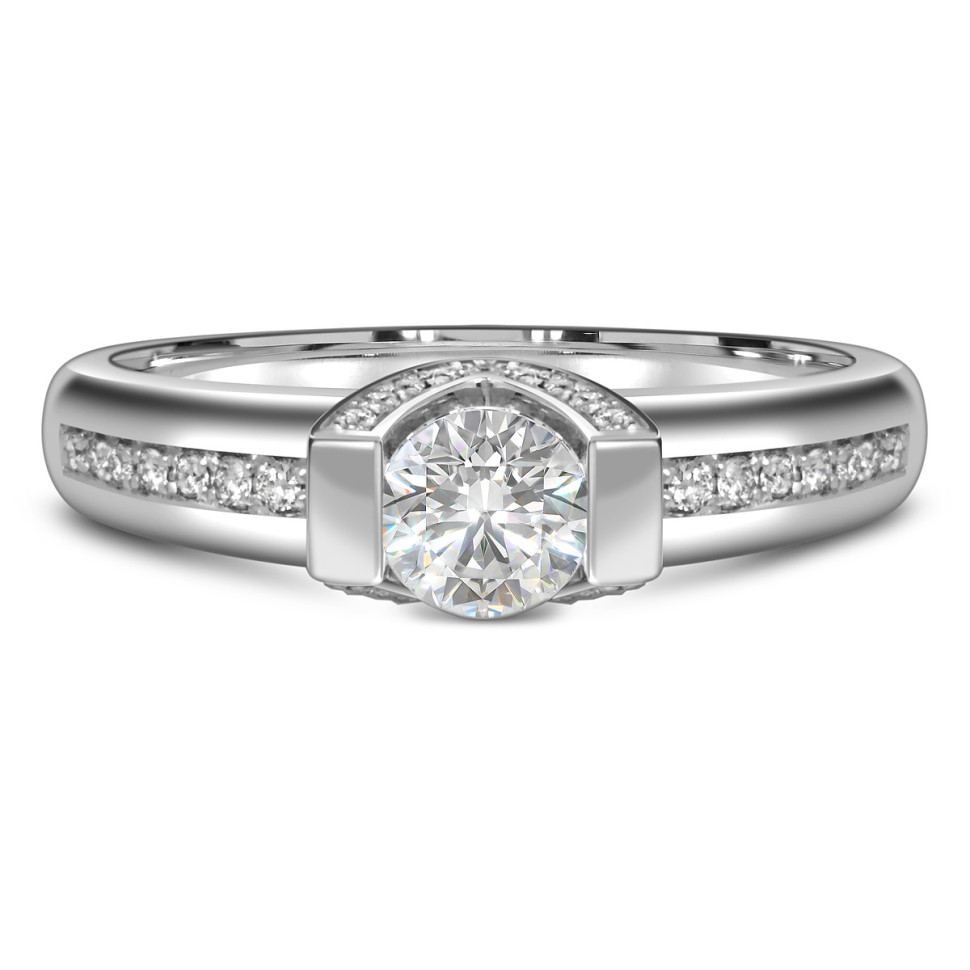 Помолвочное кольцо из белого золота с бриллиантами (060768)