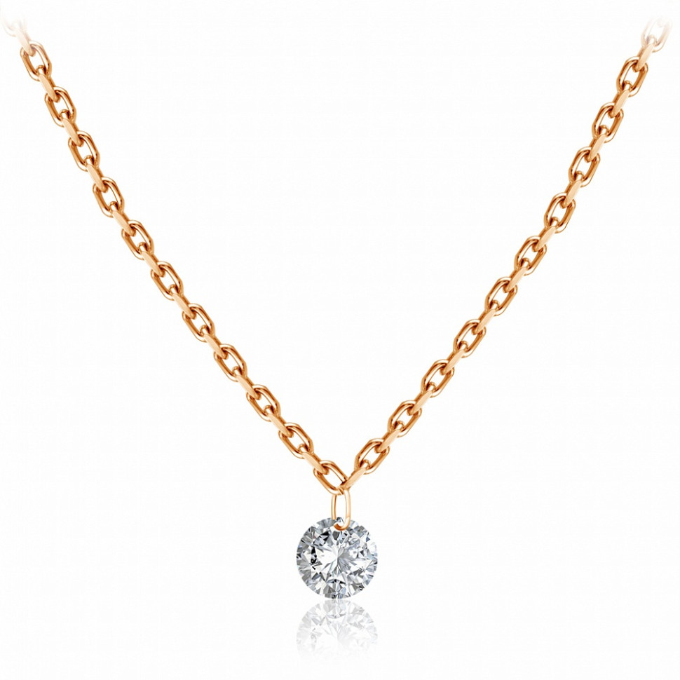 Колье из красного золота с бриллиантом (047746)