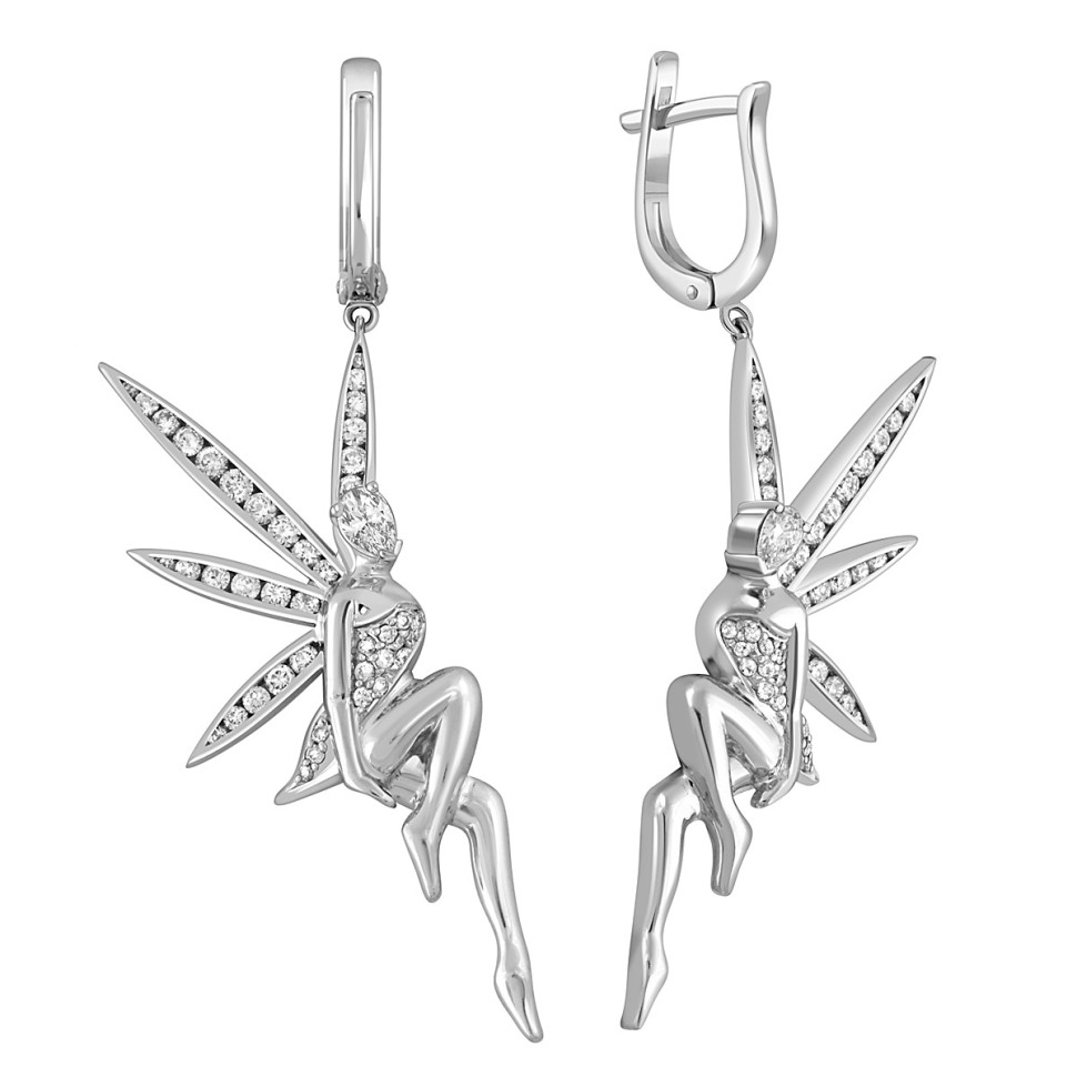 Серьги из белого золота с бриллиантами (048066)