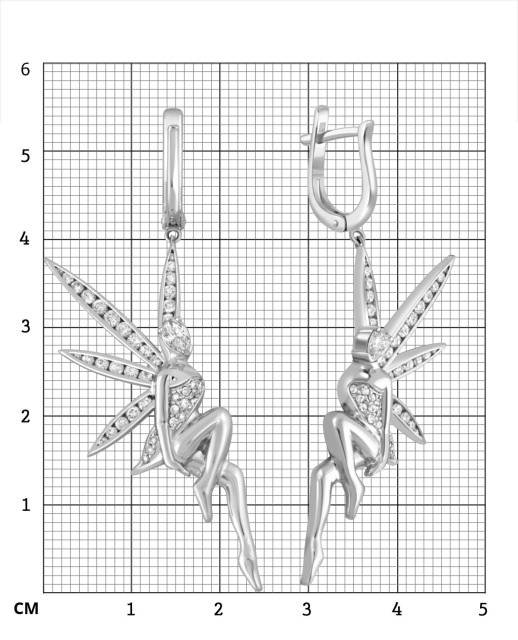 Серьги из белого золота с бриллиантами (048066)
