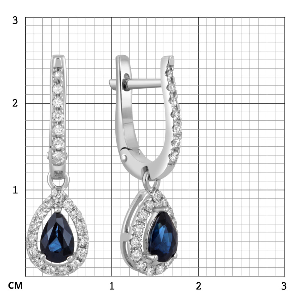 Серьги из белого золота с бриллиантами и сапфирами (049498)