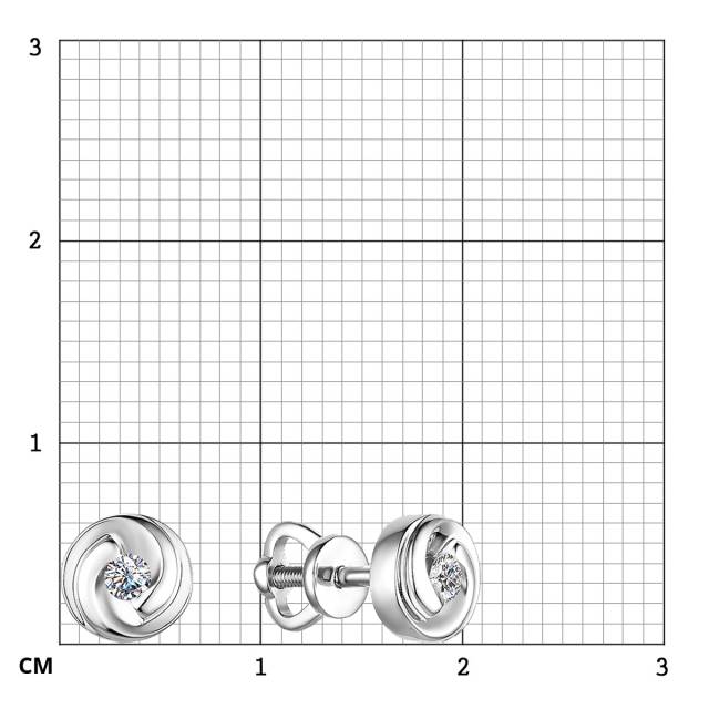 Серьги пусеты из белого золота с бриллиантами (057657)