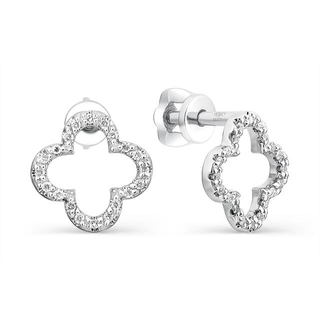 Серьги пусеты из белого золота с бриллиантами (063393)