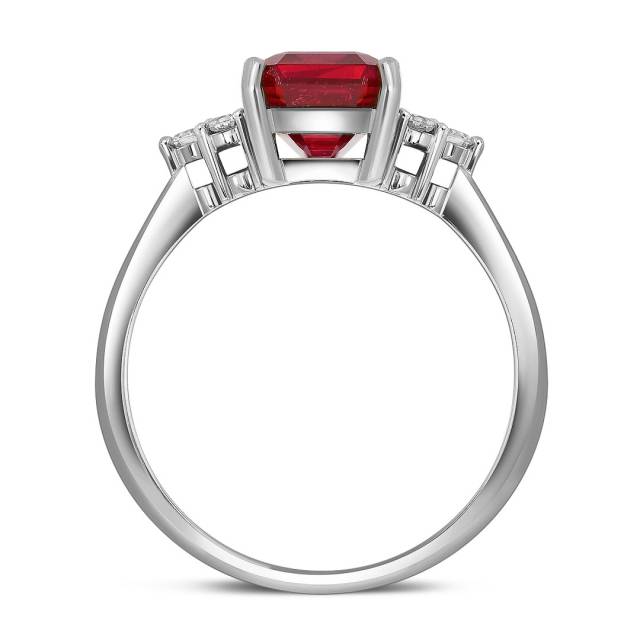 Кольцо из белого золота с бриллиантами и рубином (046919)