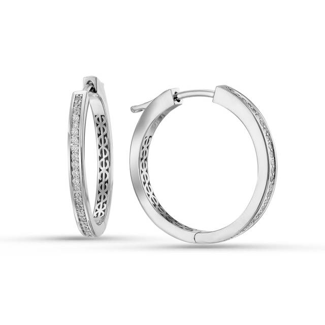 Серьги конго из белого золота с бриллиантами (058724)