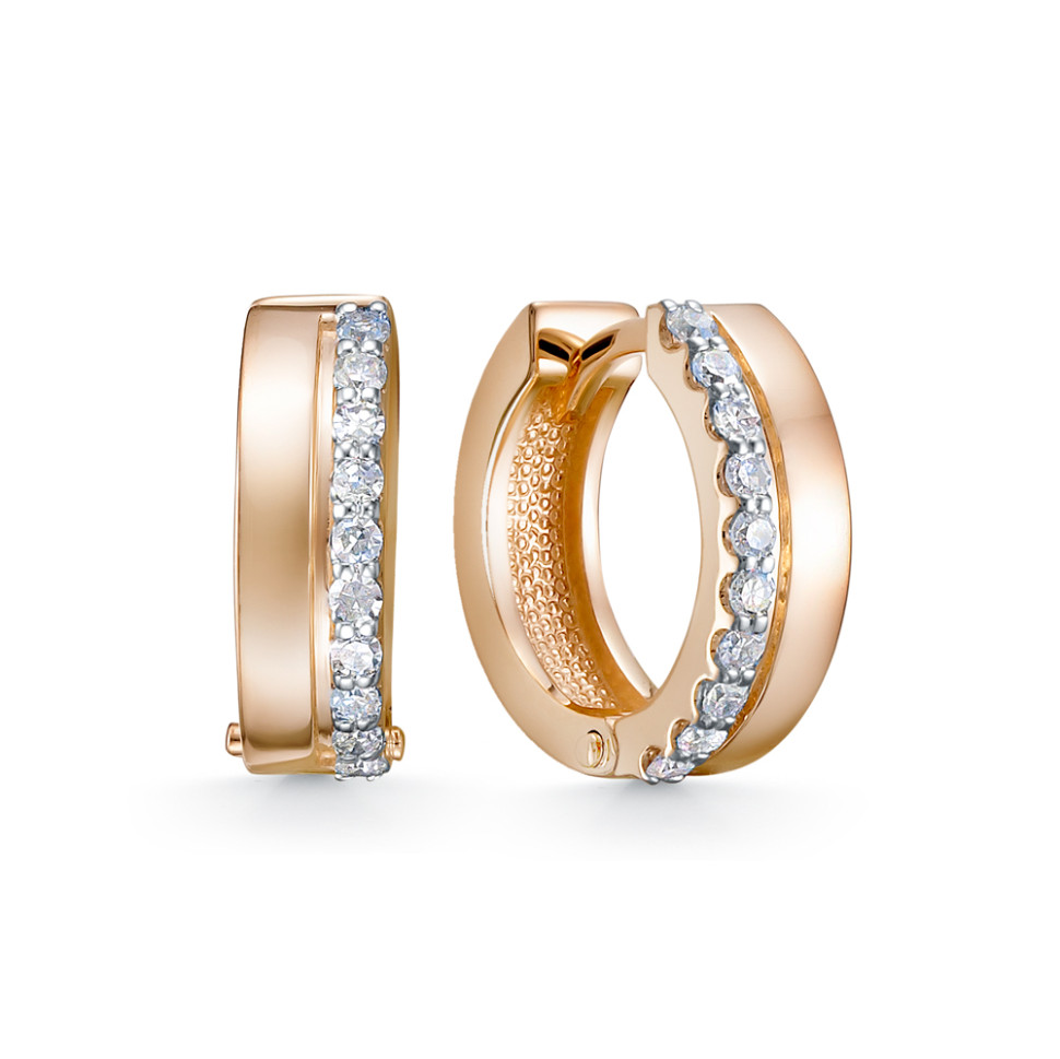 Серьги конго из красного золота с бриллиантами (053045)