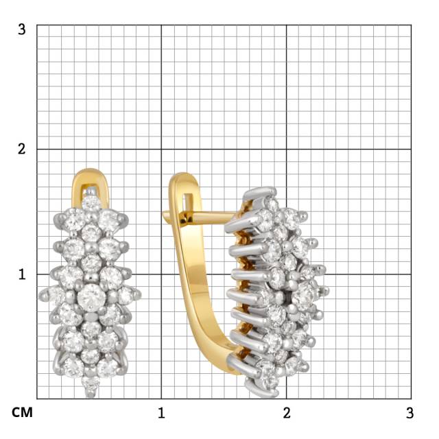 Серьги из комбинированного золота с бриллиантами (039663)