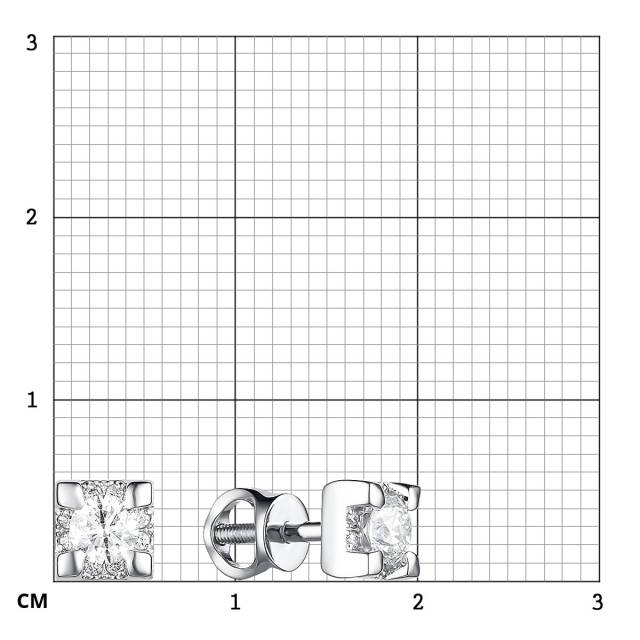 Серьги пусеты из белого золота с бриллиантами (059043)