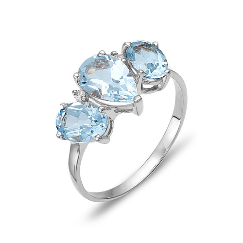 Кольцо из белого золота с топазом и фианитами (041976)