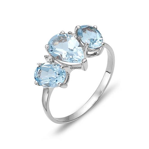 Кольцо из белого золота с топазом и фианитами (041976)