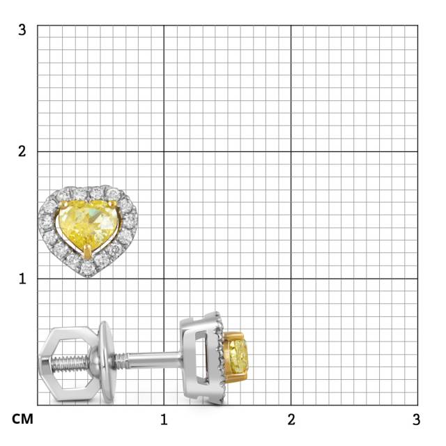 Серьги пусеты из белого золота с бриллиантами "Сердце" (053794)