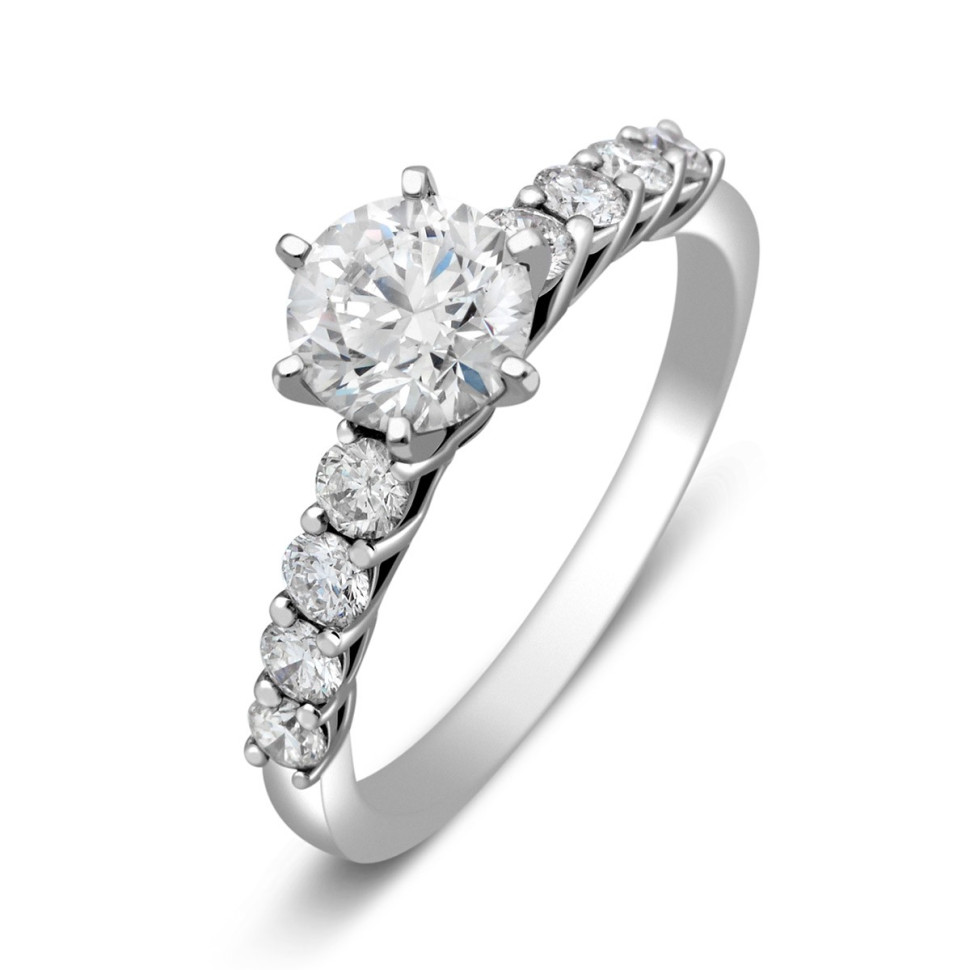 Помолвочное кольцо из белого золота с бриллиантами (007153)