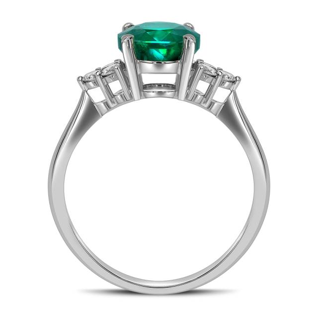 Кольцо из белого золота с бриллиантами и изумрудом (062629)