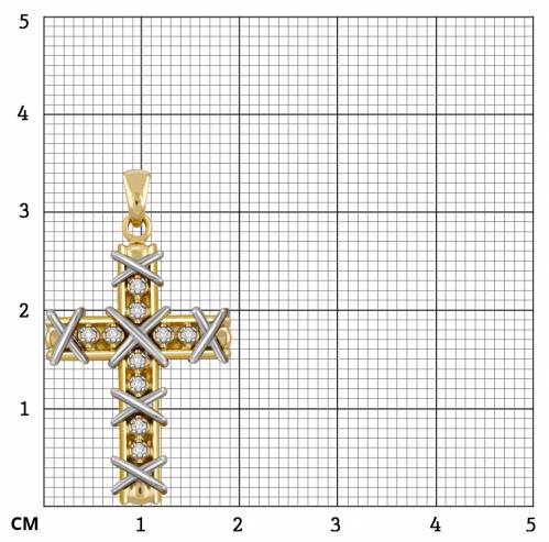 Кулон крест из комбинированного золота с бриллиантами