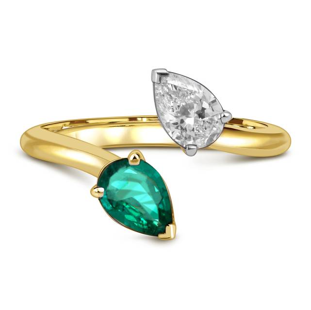 Кольцо из белого золота с бриллиантаом и изумрудом (059169)