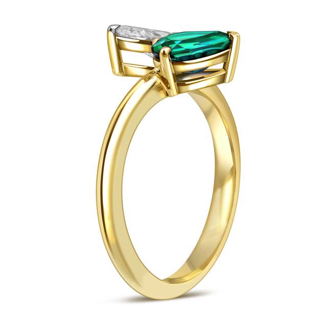 Кольцо из белого золота с бриллиантаом и изумрудом (059169)