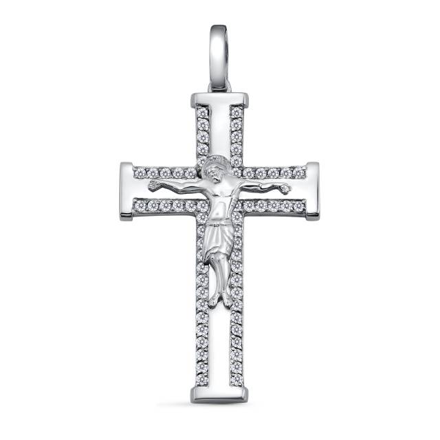 Кулон крест из платины с бриллиантами (060619)