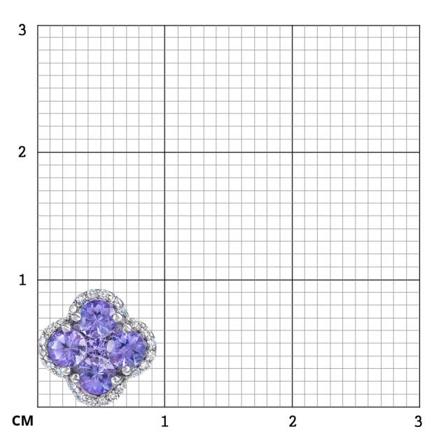 Кулон из белого золота с бриллиантами и танзанитами (055221)