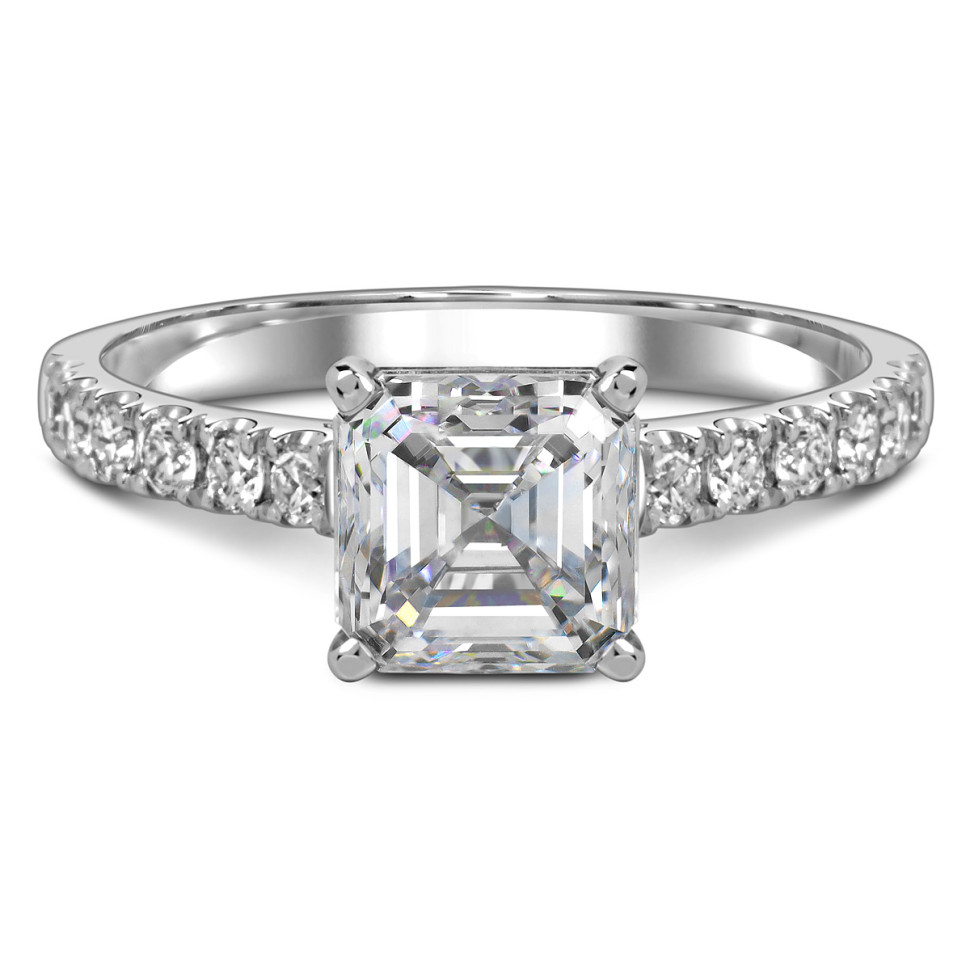 Помолвочное кольцо из белого золота с бриллиантами и цирконом (060344)