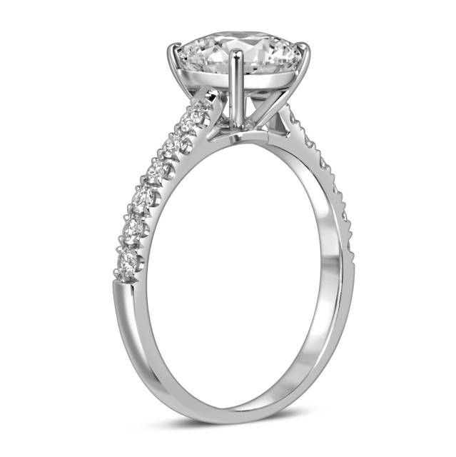 Помолвочное кольцо из белого золота с бриллиантами и цирконом (060344)