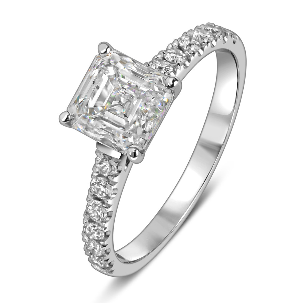 Помолвочное кольцо из белого золота с бриллиантами и цирконом (060344)