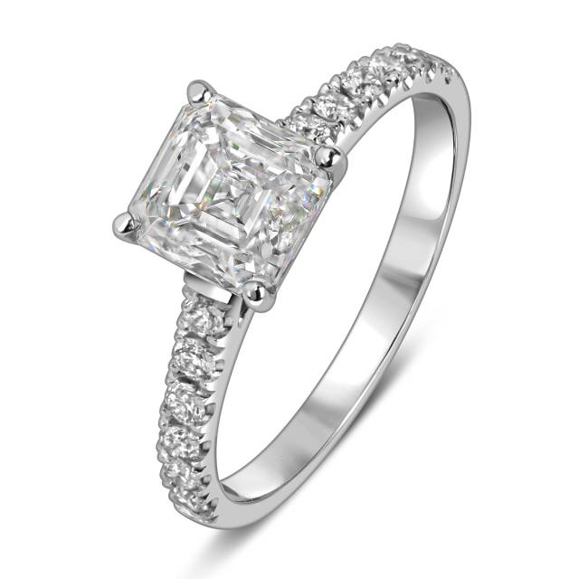 Помолвочное кольцо из белого золота с бриллиантами и цирконом (060344)