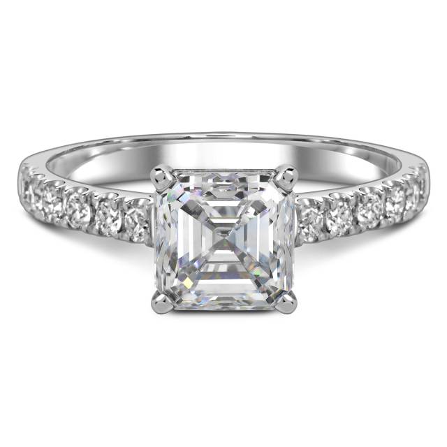 Помолвочное кольцо из белого золота с бриллиантами и цирконом (060344)