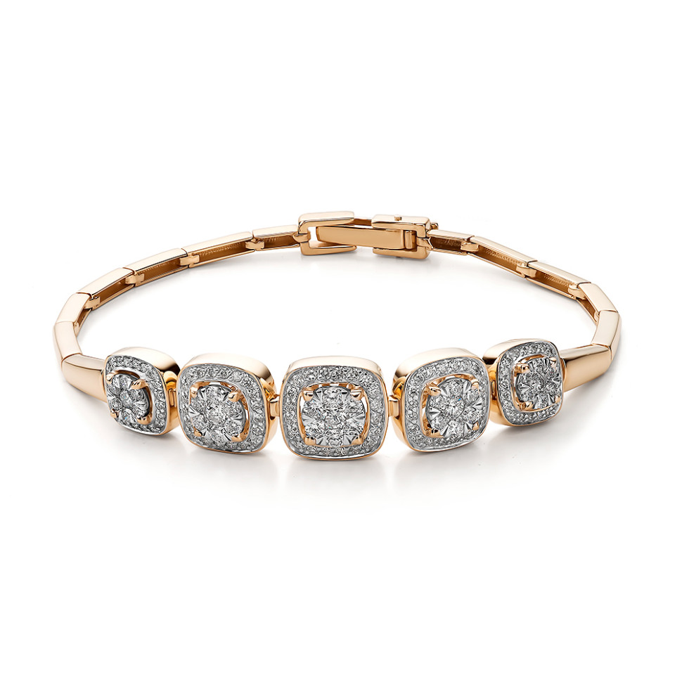 Браслет из красного золота с бриллиантами (057680)