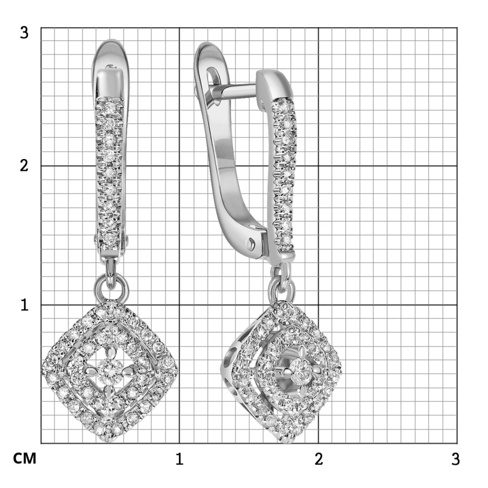 Серьги из белого золота с бриллиантами (039593)