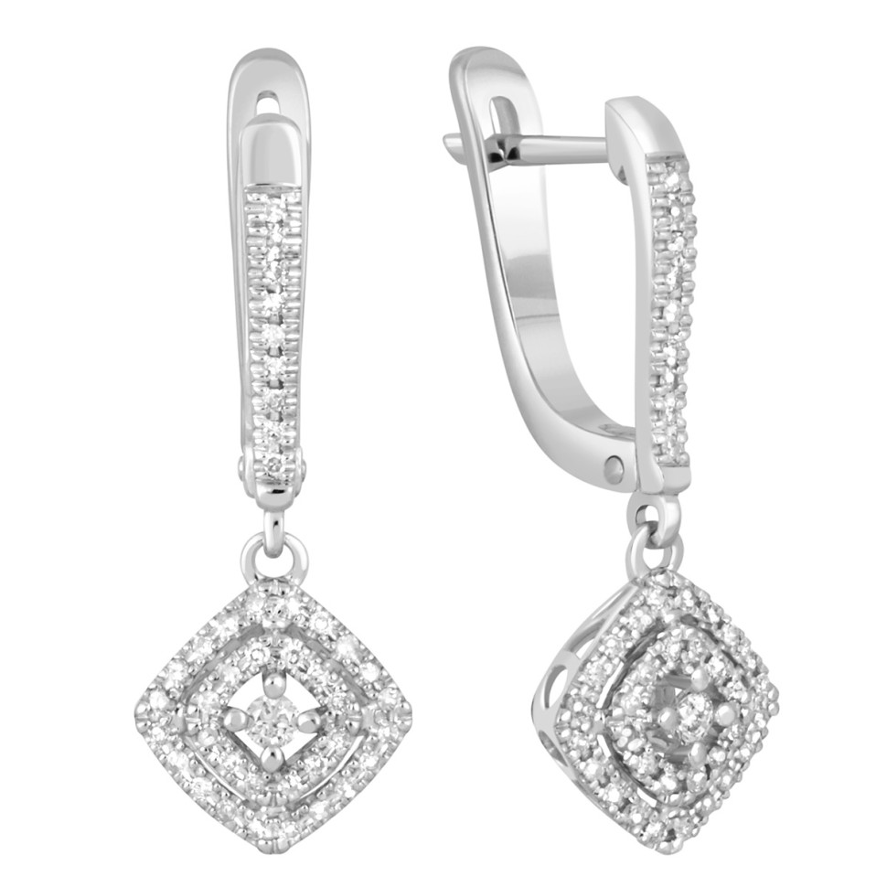 Серьги из белого золота с бриллиантами (039593)