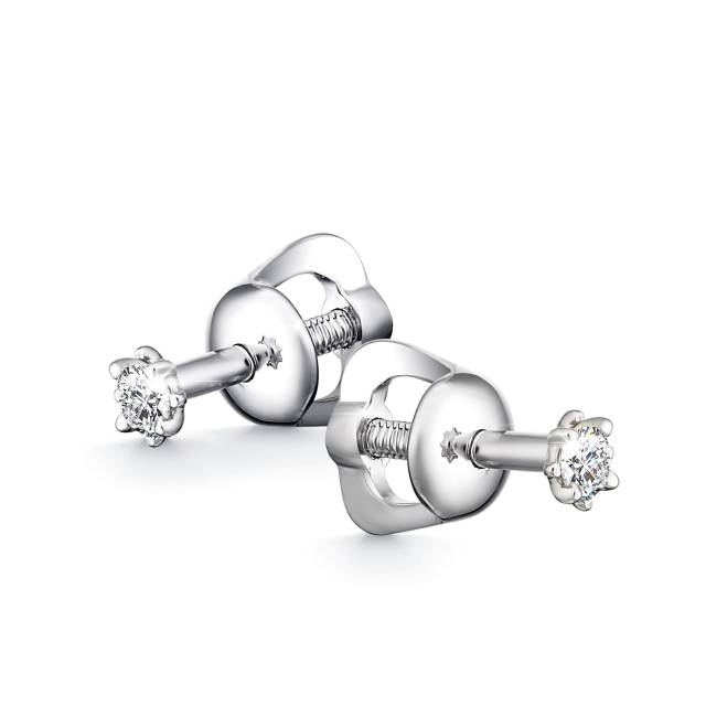 Серьги пусеты из белого золота с бриллиантами (060921)