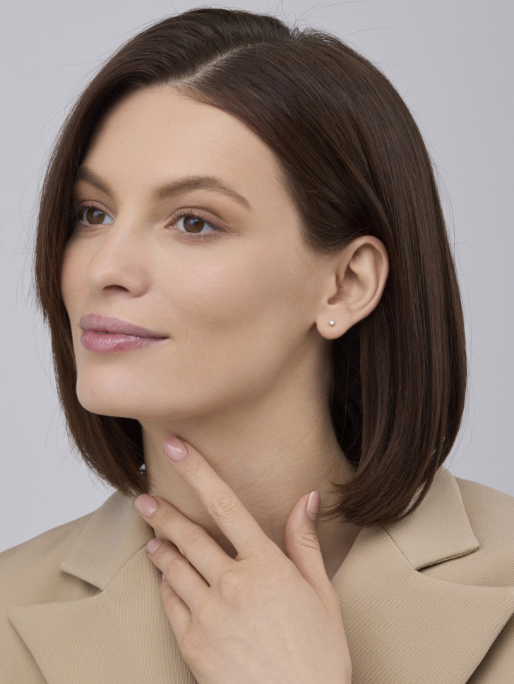 Серьги пусеты из белого золота с бриллиантами (060921)