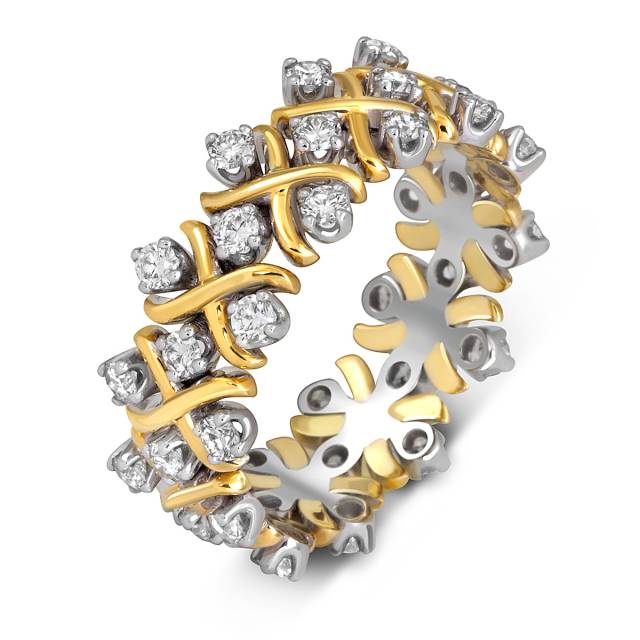 Кольцо из комбинированного золота с бриллиантами (052933)