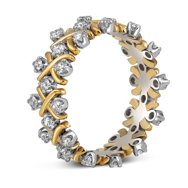 Кольцо из комбинированного золота с бриллиантами (052933)