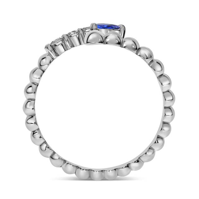 Кольцо из белого золота с бриллиантами и сапфиром (061016)