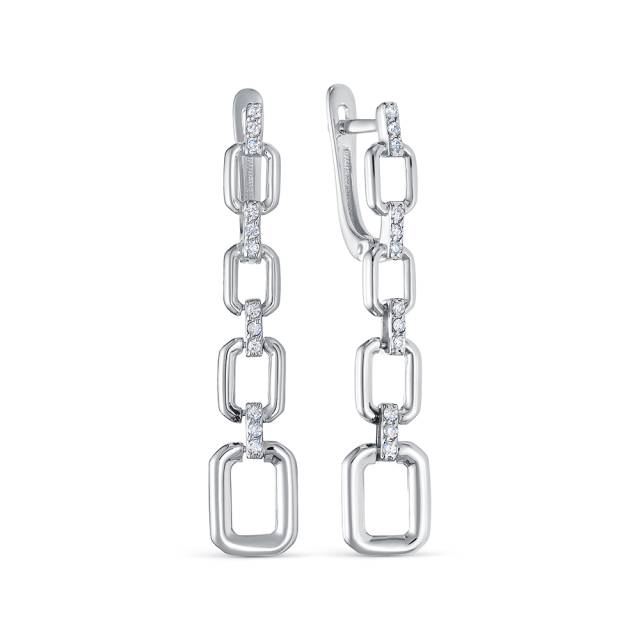 Серьги из белого золота с бриллиантами (061309)