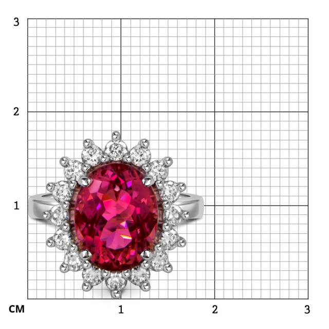 Кольцо из белого золота с бриллиантами и турмалином (059455)