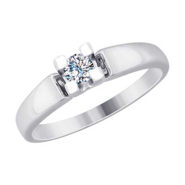 Помолвочное кольцо из белого золота с бриллиантом (039749)