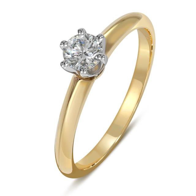 Помолвочное кольцо из комбинированного золота с бриллиантом (039505)