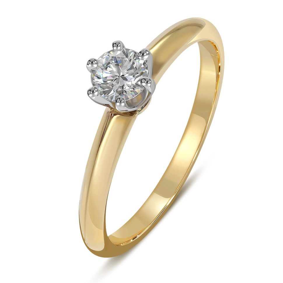 Помолвочное кольцо из комбинированного золота с бриллиантом (039505)