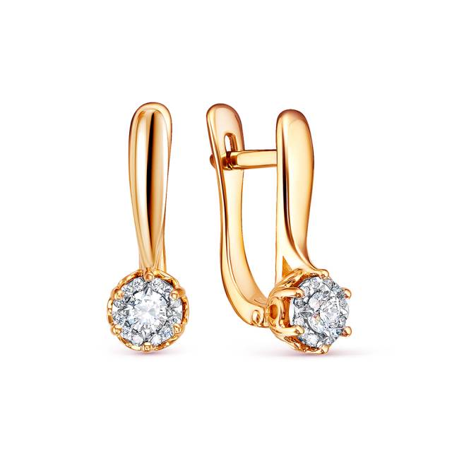 Серьги из красного золота с бриллиантами (054005)