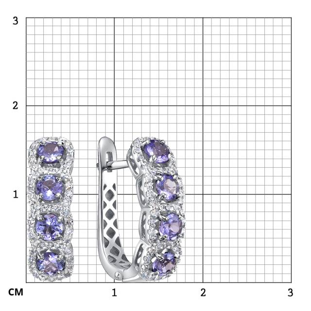 Серьги из белого золота с бриллиантами и танзанитами (058852)