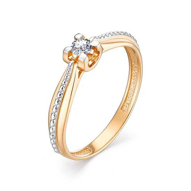 Помолвочное кольцо из комбинированного золота с бриллиантом (036156)