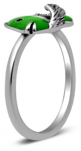 Кольцо из серебра с бесцветным сапфиром и эмалью 14.75