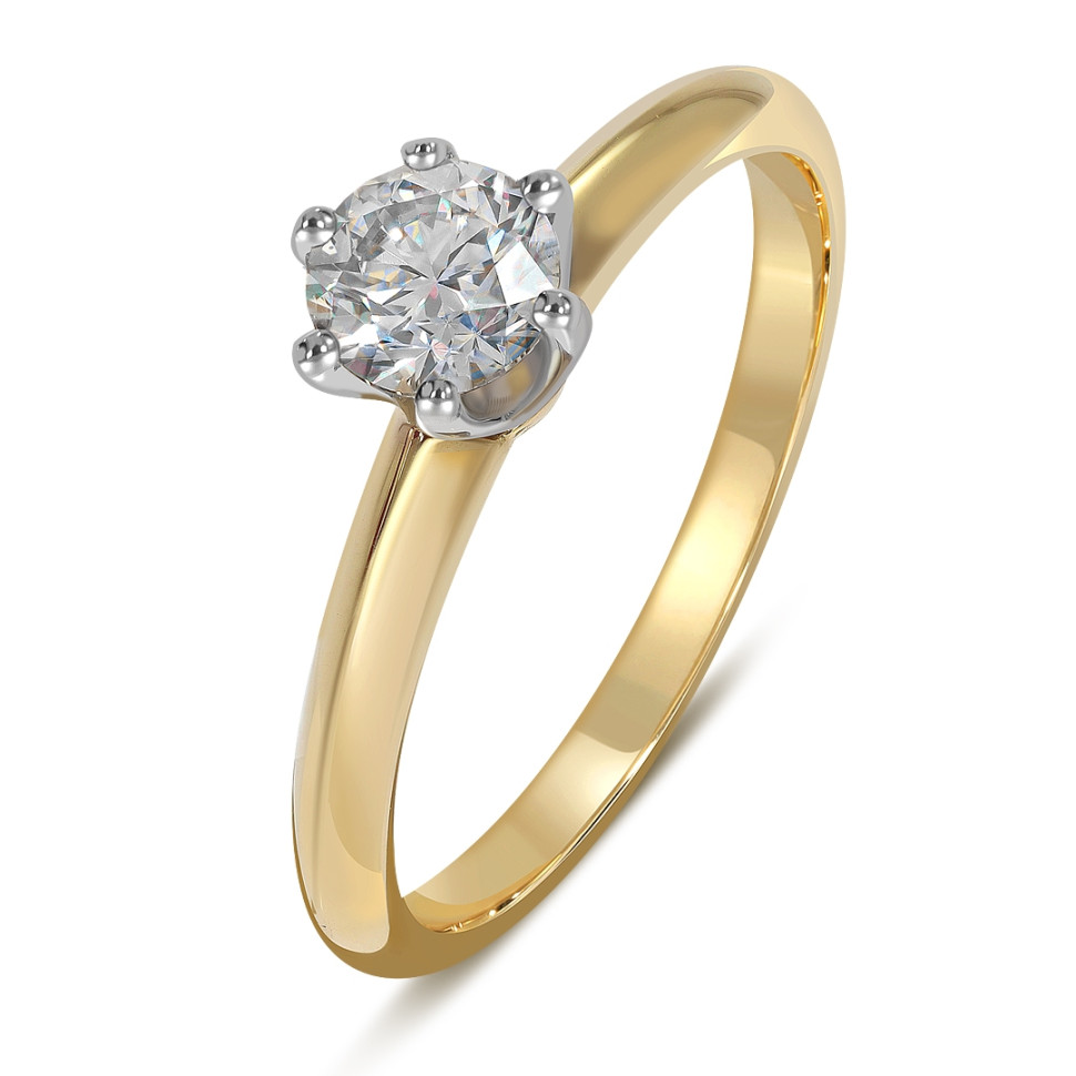 Помолвочное кольцо из комбинированного золота с бриллиантом (039507)
